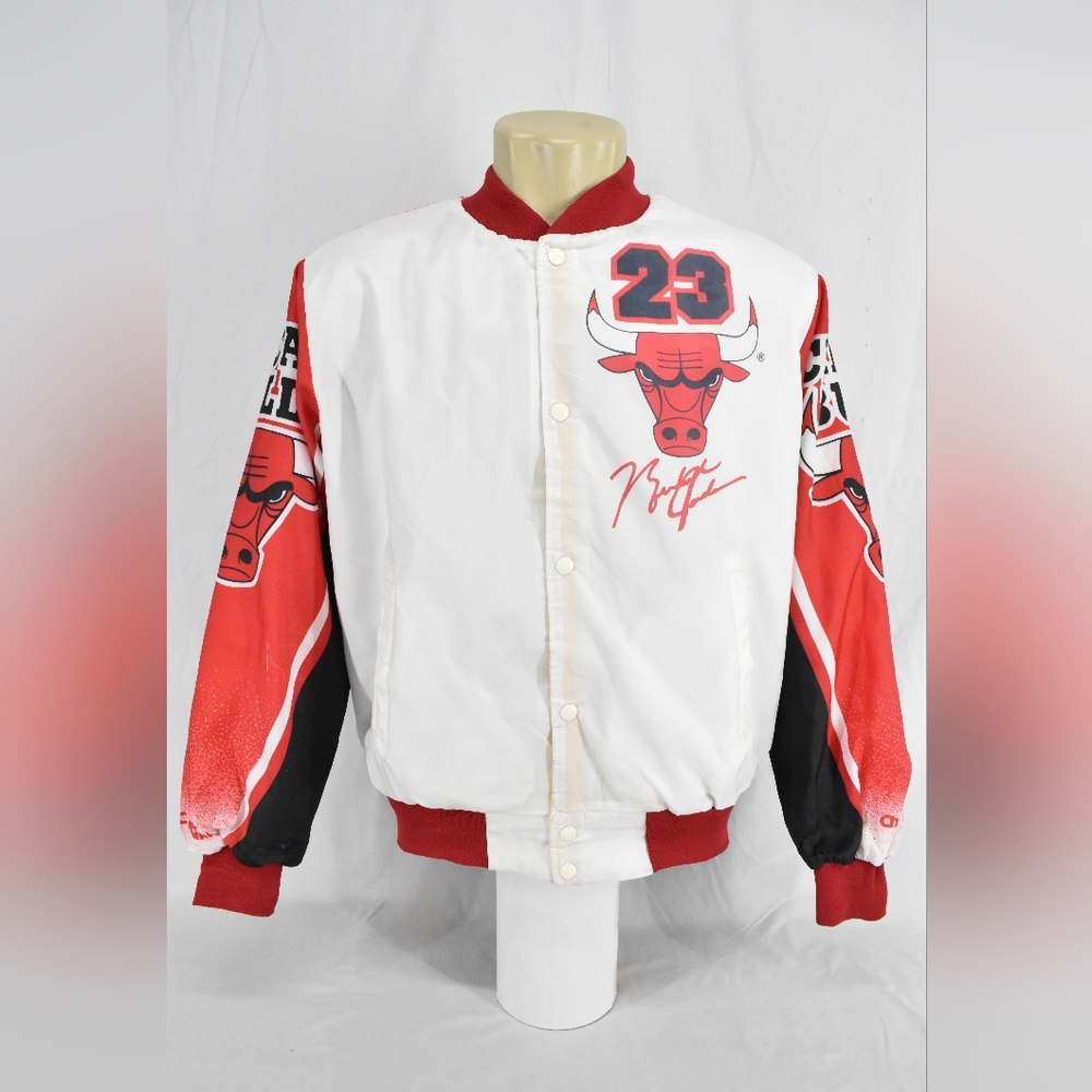 Vintage 90's Chalk Line All Over Print Jacket  Michael Jordan Chicago Bulls,Sz:L
